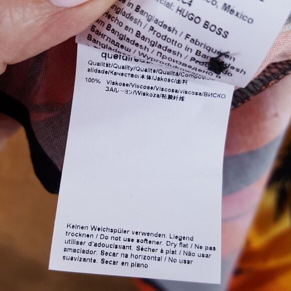 HUGO BOSS Shirt Mens XL Red Sunset Button Up Short Sleeve Hawaiian ELLINO $148 - Picture 8 of 11